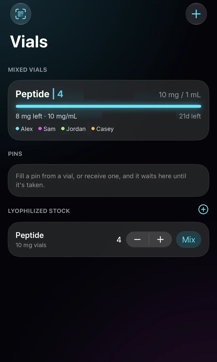 PepShare vials screen